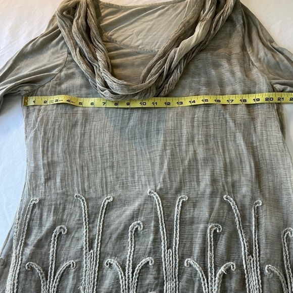 Soft Surroundings LG GrayTunic Top Silk Embroidered Rhinestones Fairy Romantic - Picture 9 of 11